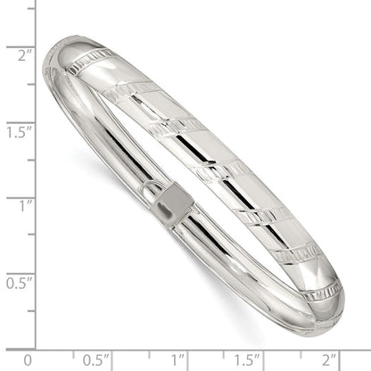 Sterlingsilber 7mm Diamantiert Flexibel Armreif