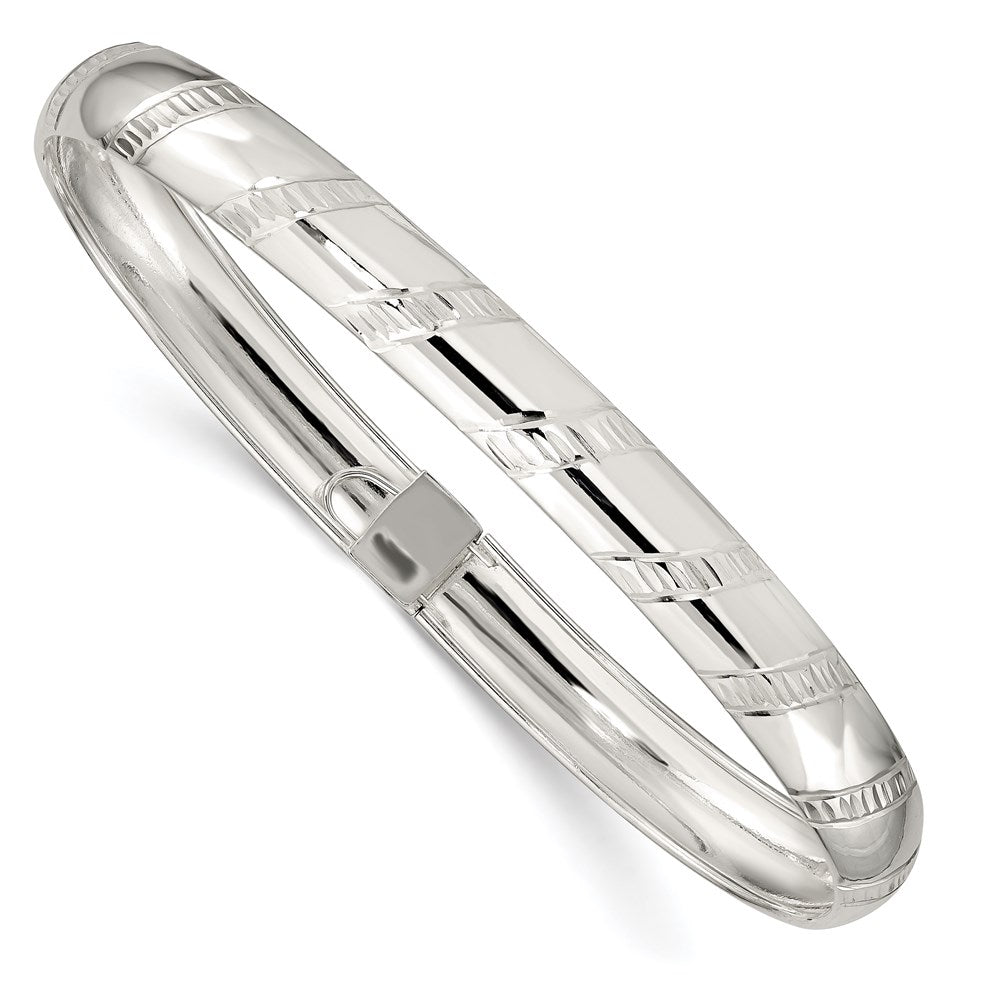 Sterlingsilber 7mm Diamantiert Flexibel Armreif