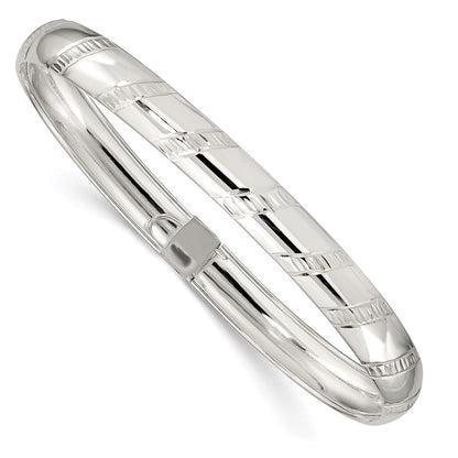 Sterlingsilber 7mm Diamantiert Flexibel Armreif