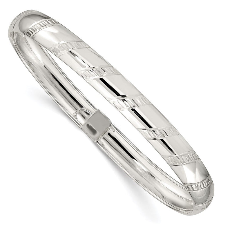 Sterlingsilber 7mm Diamantiert Flexibel Armreif