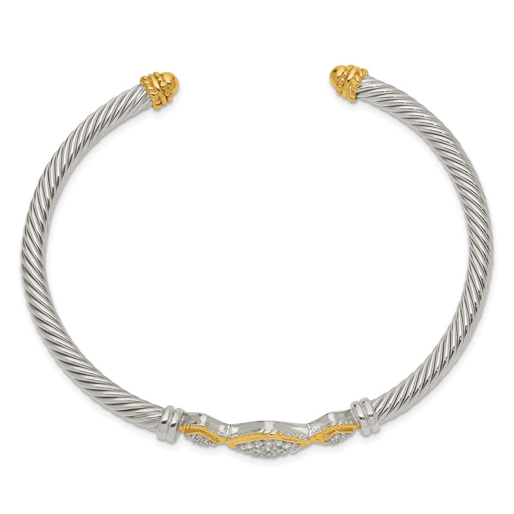 Sterlingsilber Vermeil Zirkonia Kordel Design Armreif