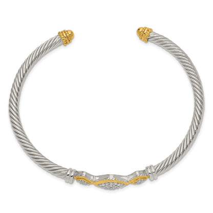 Sterlingsilber Vermeil Zirkonia Kordel Design Armreif