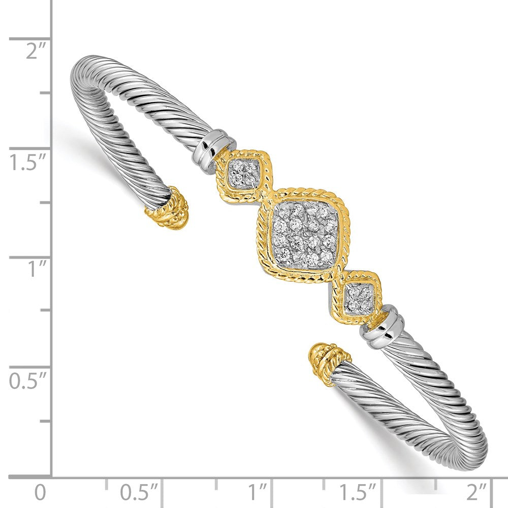 Sterlingsilber Vermeil Zirkonia Kordel Design Armreif