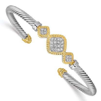 Sterlingsilber Vermeil Zirkonia Kordel Design Armreif