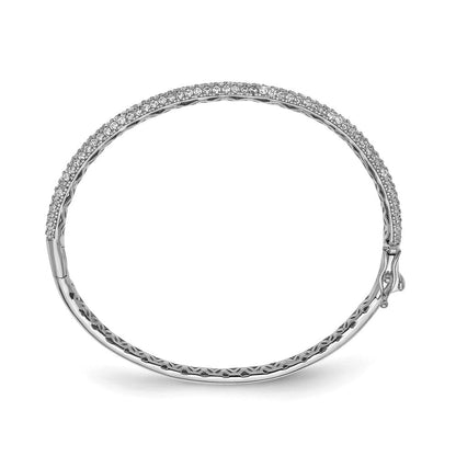 Sterlingsilber Schimmernd Rhodiniert 175 Stein Pavé Zirkonia Klappbar Armreif Armband