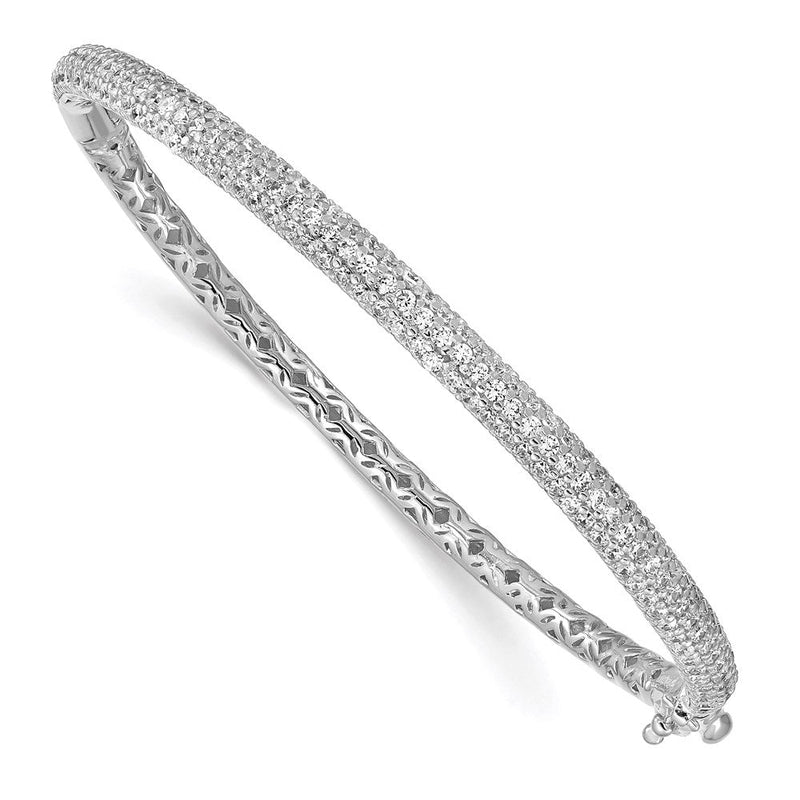 Sterlingsilber Schimmernd Rhodiniert 175 Stein Pavé Zirkonia Klappbar Armreif Armband