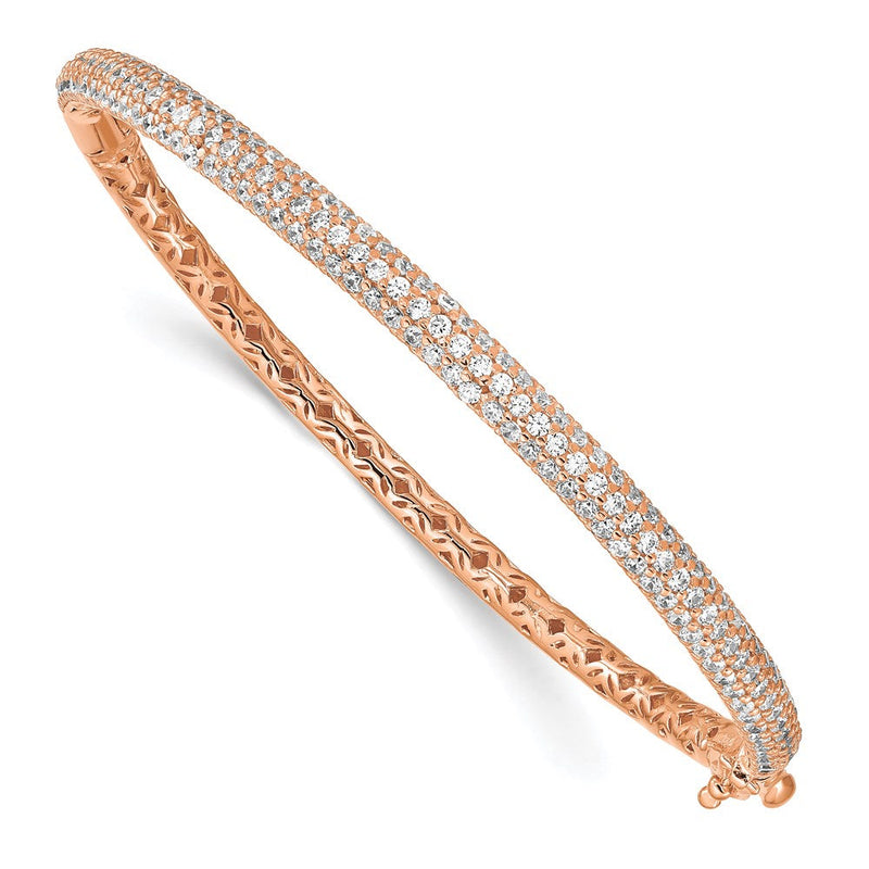 Sterlingsilber Schimmernd Roséfarben Glanz Rose Vergoldet 175 Stein Pavé Zirkonia Klappbar Armreif Armband