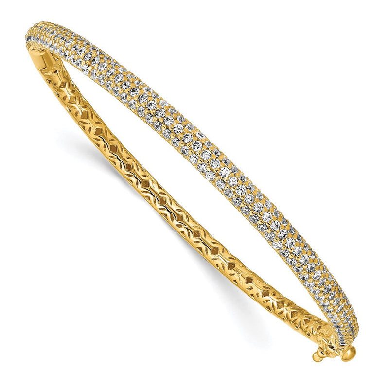 Sterlingsilber Schimmernd Goldfarben Glanz Vergoldet 175 Stein Pavé Zirkonia Klappbar Armreif Armband
