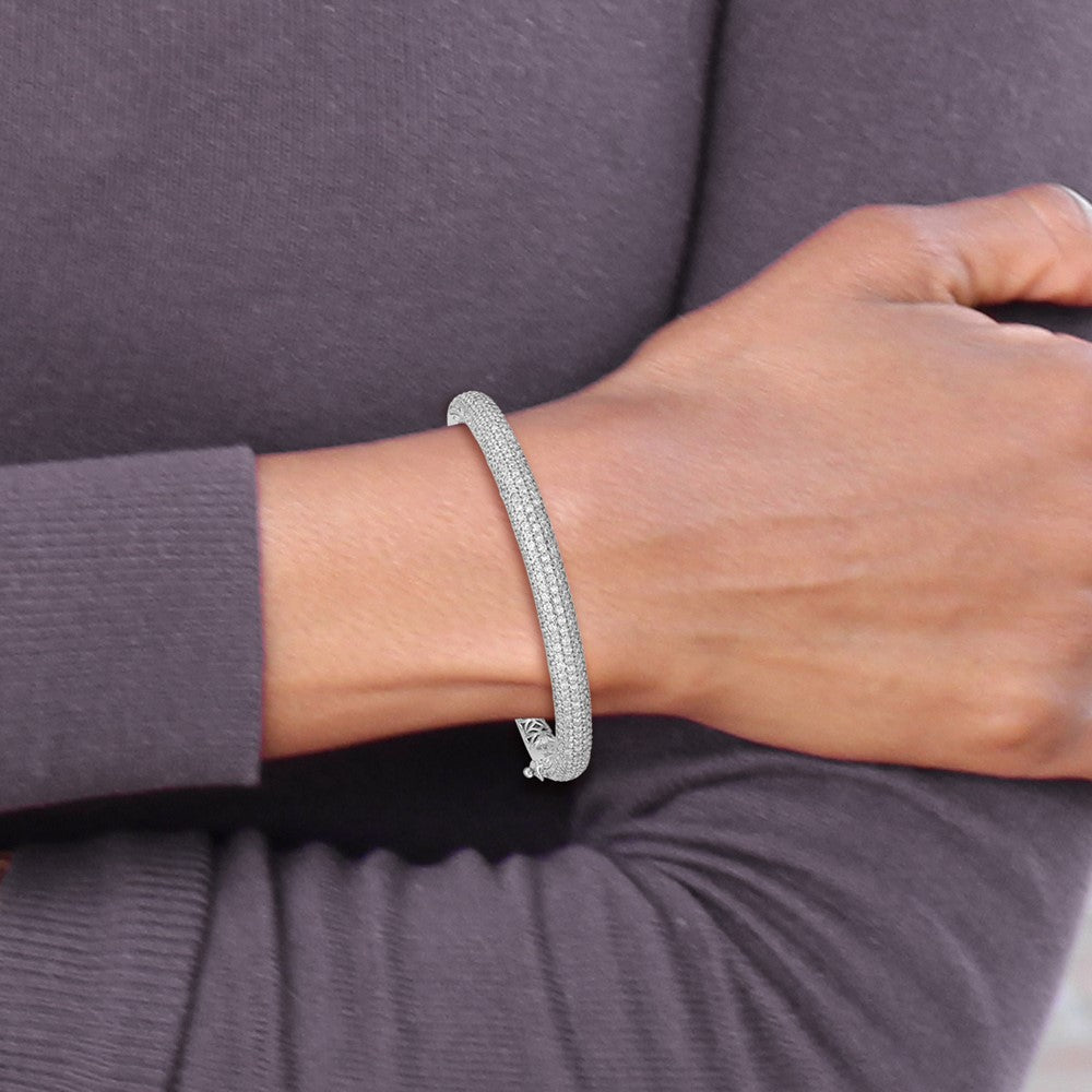 Sterlingsilber Schimmernd Rhodiniert 303 Stein Zirkonia Pavé Klappbar Armreif