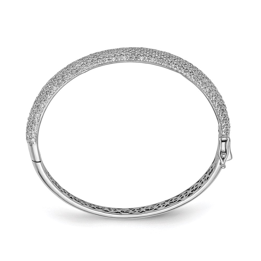 Sterlingsilber Schimmernd Rhodiniert 360 Stein Zirkonia Pavé Klappbar Armreif