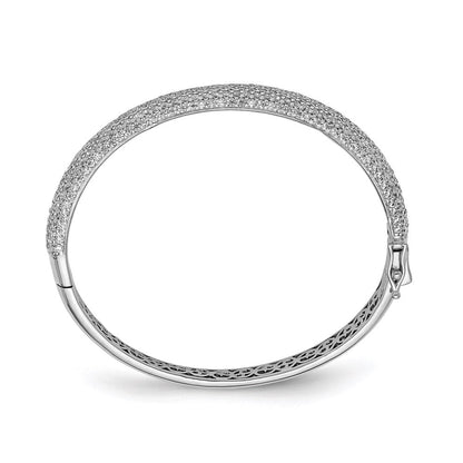 Sterlingsilber Schimmernd Rhodiniert 360 Stein Zirkonia Pavé Klappbar Armreif