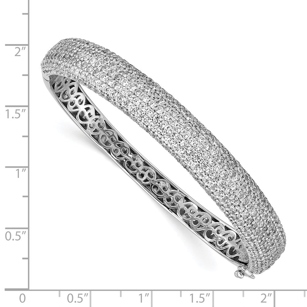 Sterlingsilber Schimmernd Rhodiniert 360 Stein Zirkonia Pavé Klappbar Armreif