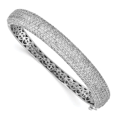 Sterlingsilber Schimmernd Rhodiniert 360 Stein Zirkonia Pavé Klappbar Armreif