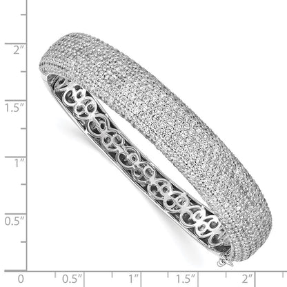 Sterlingsilber Schimmernd Rhodiniert 568 Stein Zirkonia Pavé Klappbar Armreif