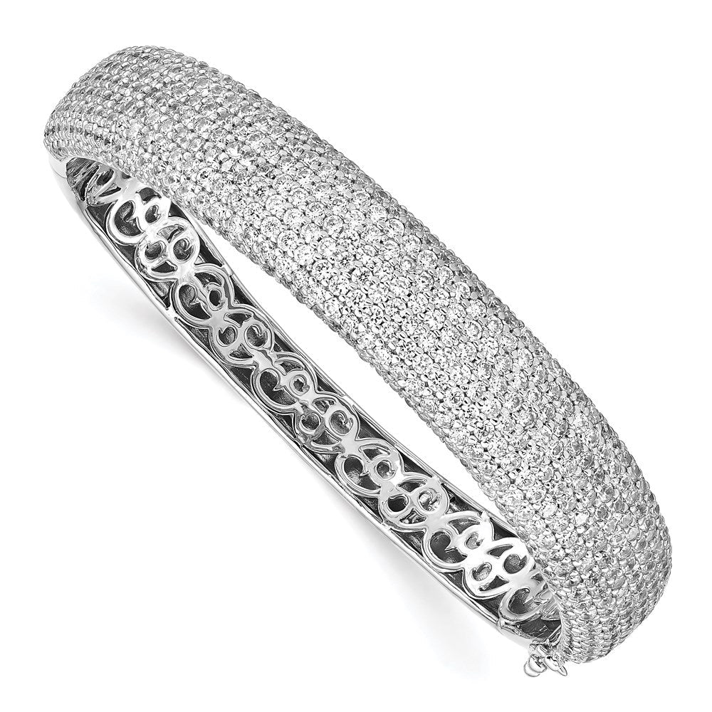 Sterlingsilber Schimmernd Rhodiniert 568 Stein Zirkonia Pavé Klappbar Armreif