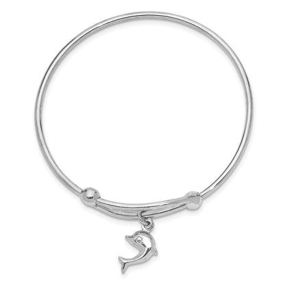 Sterlingsilber Rhodiniert Poliert Delfin Verstellbar Baby Armreif