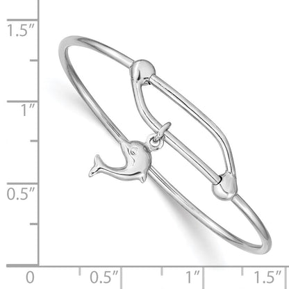 Sterlingsilber Rhodiniert Poliert Delfin Verstellbar Baby Armreif