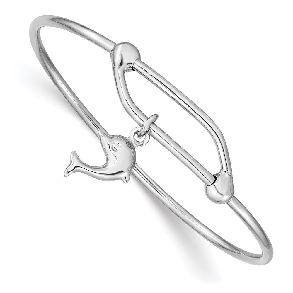 Sterlingsilber Rhodiniert Poliert Delfin Verstellbar Baby Armreif