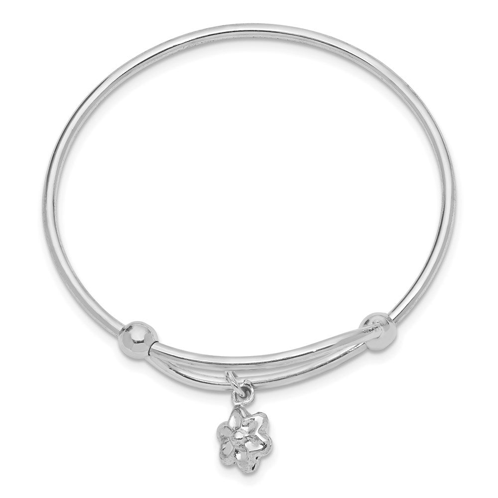 Sterlingsilber Rhodiniert Poliert Blume Verstellbar Baby Armreif