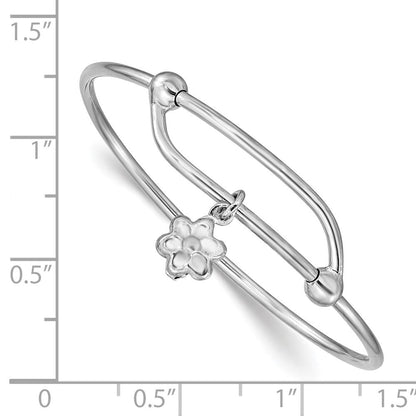 Sterlingsilber Rhodiniert Poliert Blume Verstellbar Baby Armreif