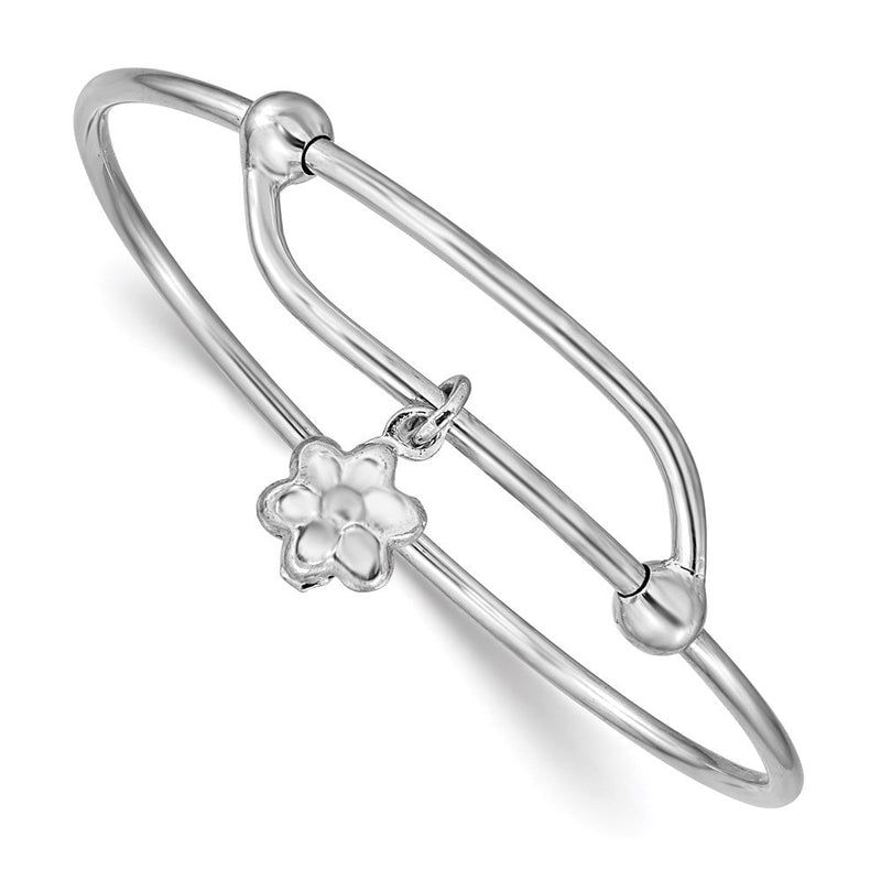 Sterlingsilber Rhodiniert Poliert Blume Verstellbar Baby Armreif