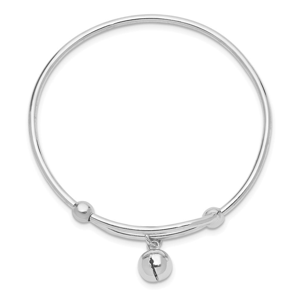 Sterlingsilber Rhodiniert Poliert Jingle Bell Verstellbar Baby Armreif