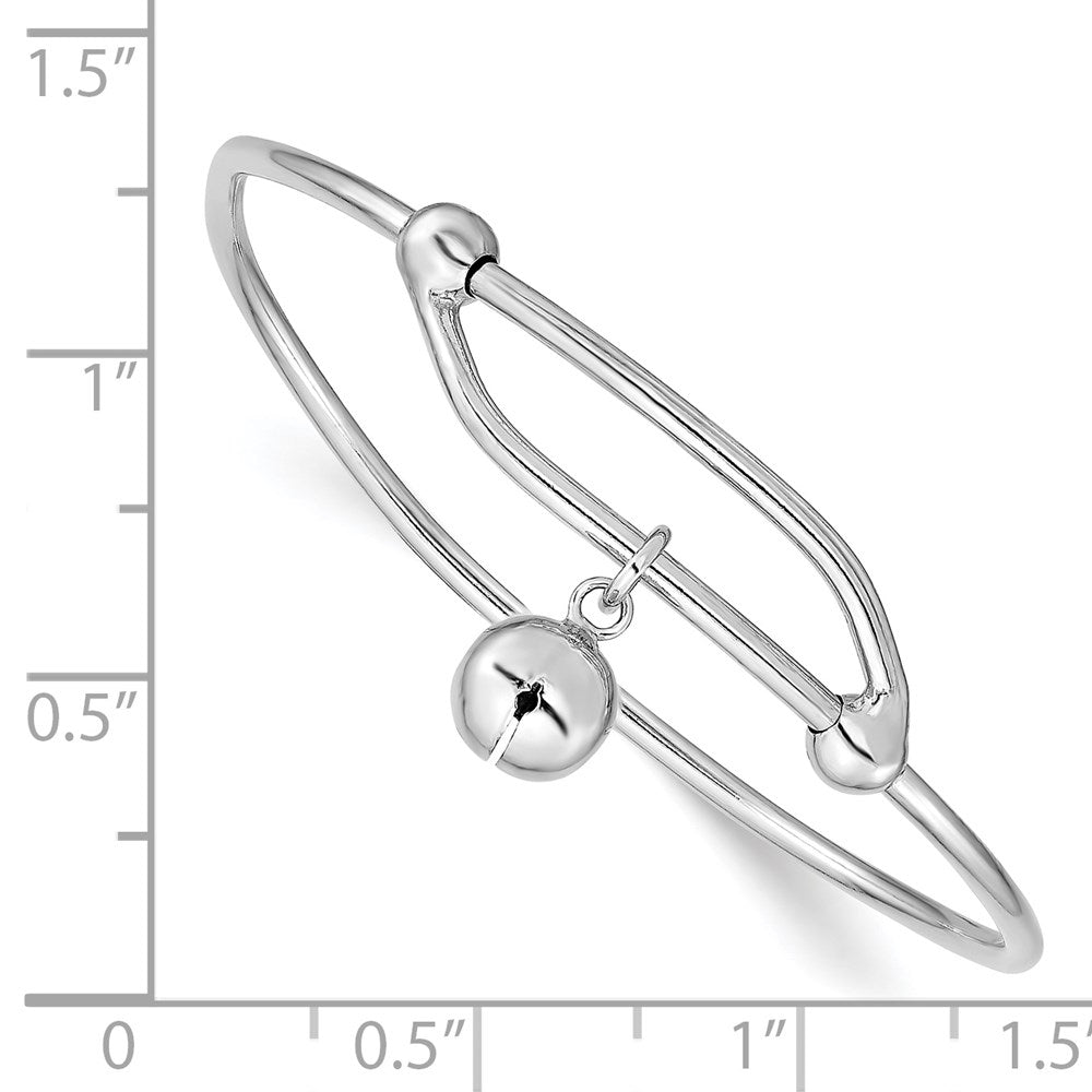 Sterlingsilber Rhodiniert Poliert Jingle Bell Verstellbar Baby Armreif