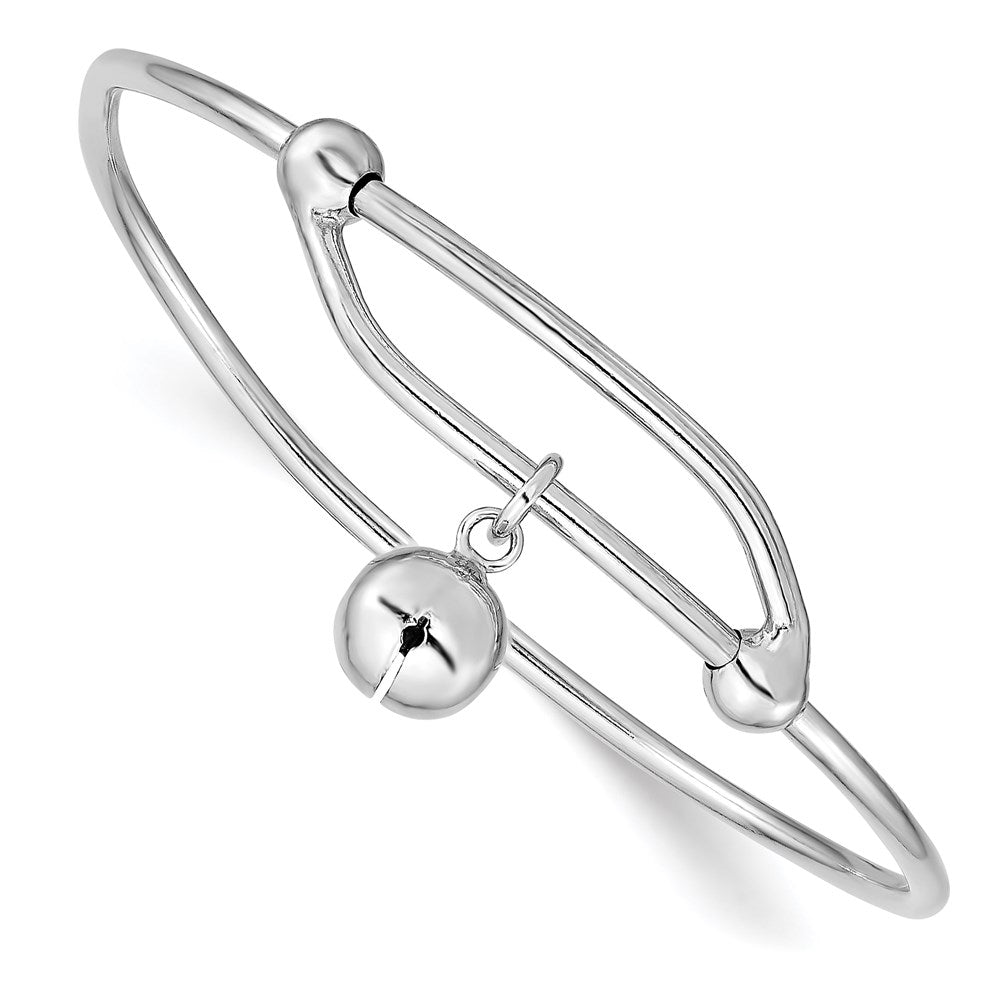 Sterlingsilber Rhodiniert Poliert Jingle Bell Verstellbar Baby Armreif