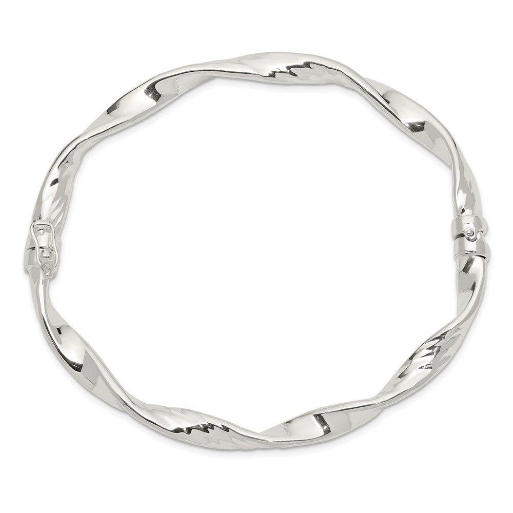 Sterlingsilber Rhodiniert 5.00mm Poliert Gedreht Klappbar Armreif