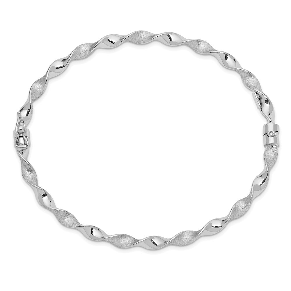 Sterlingsilber Rhodium 3.75mm Brush/polish Gedreht Klappbar Armreif