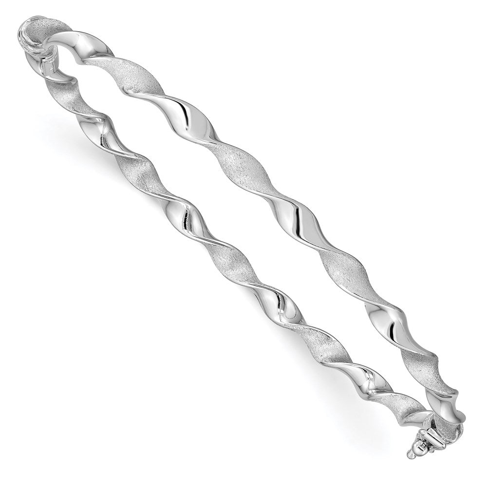 Sterlingsilber Rhodium 3.75mm Brush/polish Gedreht Klappbar Armreif