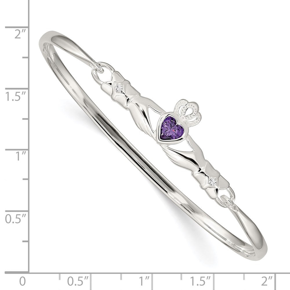 Sterlingsilber Lila Zirkonia Claddagh Armreif