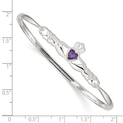 Sterlingsilber Lila Zirkonia Claddagh Armreif