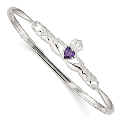 Sterlingsilber Lila Zirkonia Claddagh Armreif