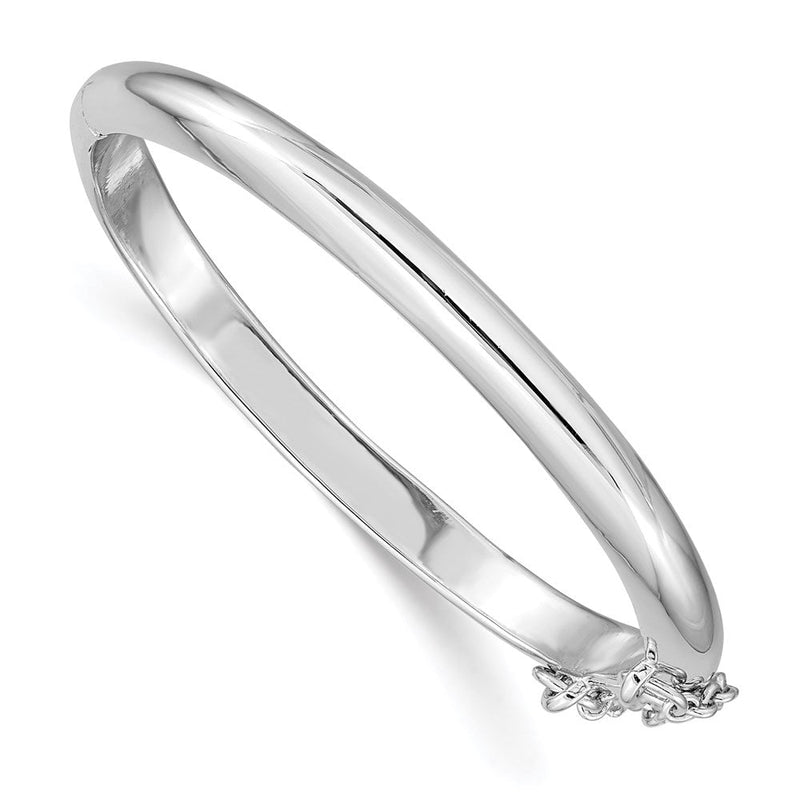 Sterlingsilber Rhodiniert Poliert 4mm mit Sicherheits Klappbar Kinder Armreif