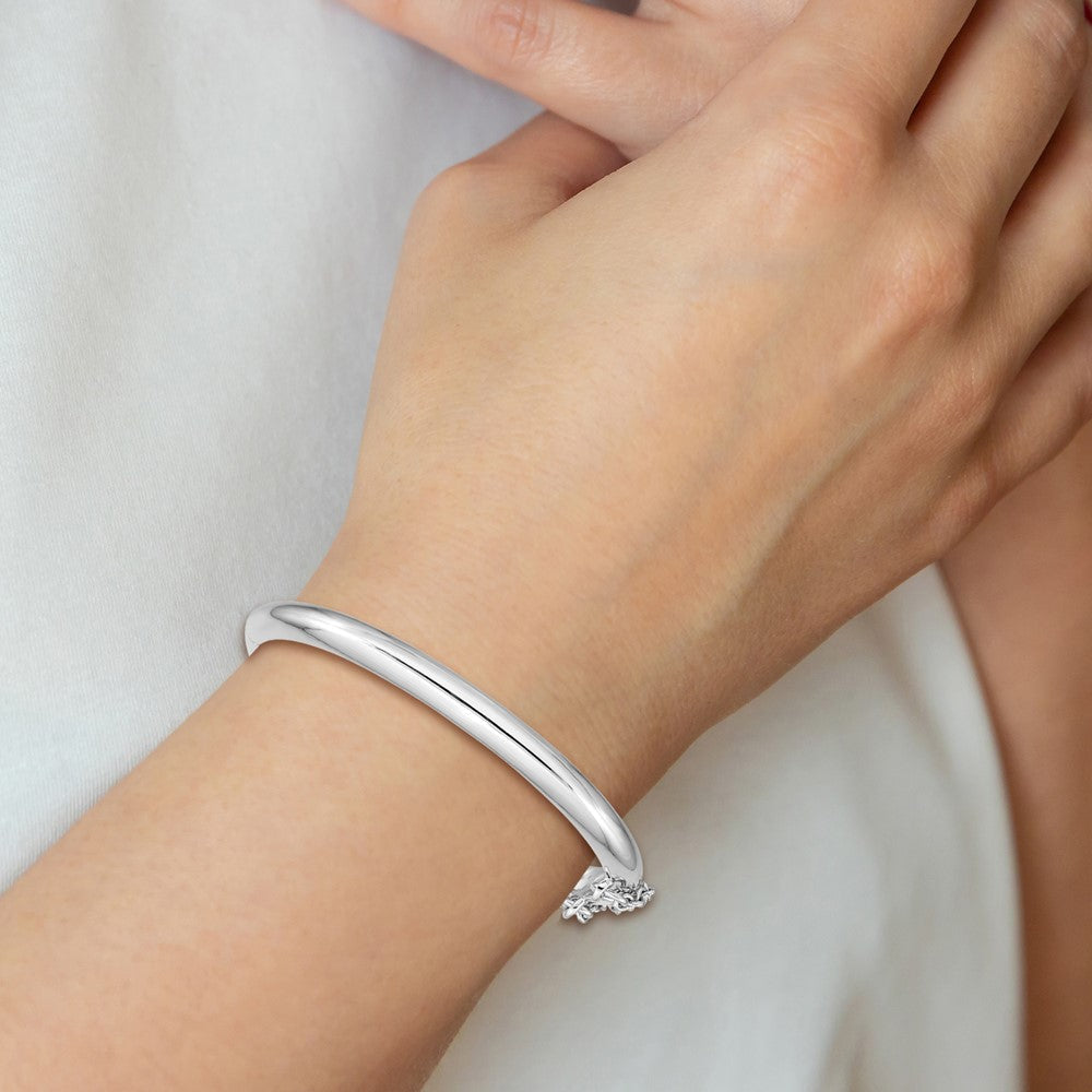 Sterlingsilber Rhodiniert Poliert 4mm mit Sicherheits Klappbar Kinder Armreif