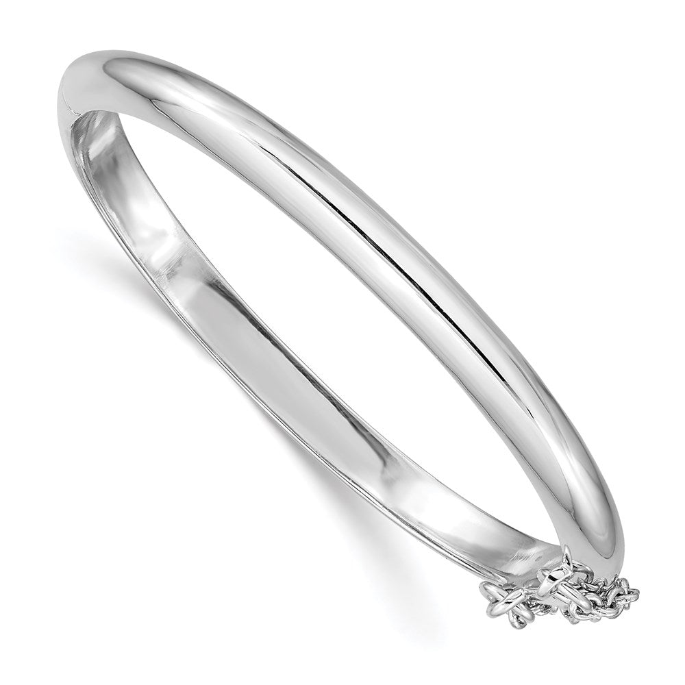 Sterlingsilber Rhodiniert Poliert 4mm mit Sicherheits Klappbar Kinder Armreif