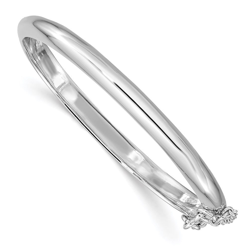 Sterlingsilber Rhodiniert Poliert 4mm mit Sicherheits Klappbar Kinder Armreif