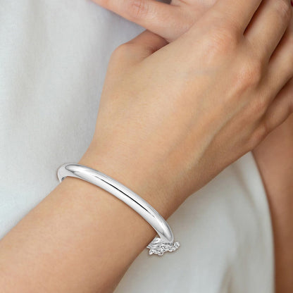 Sterlingsilber Rhodiniert Poliert 5mm mit Sicherheits Klappbar Kinder Armreif