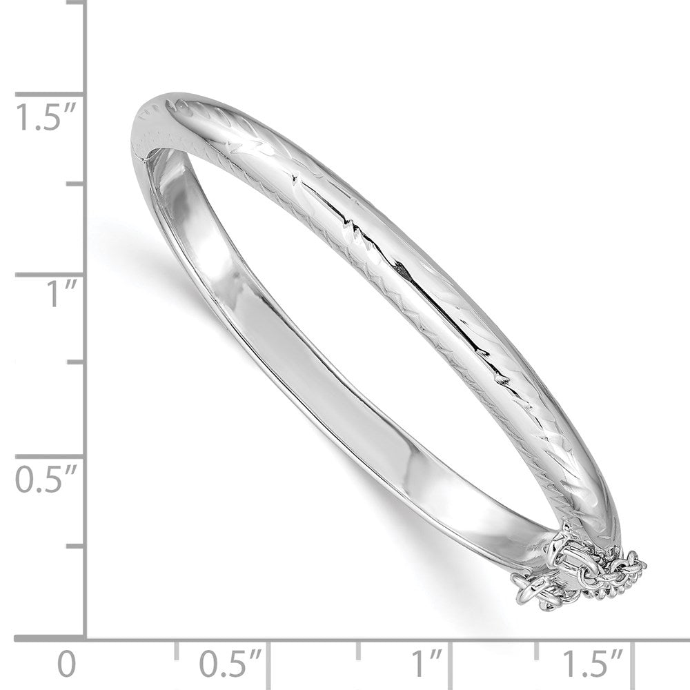 Sterlingsilber Rhodiniert Poliert & Diamantiert 4mm mit Sicherheits Verschluss Klappbar Kinder Armreif