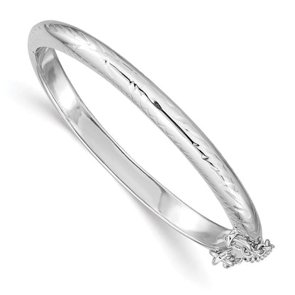 Sterlingsilber Rhodiniert Poliert & Diamantiert 4mm mit Sicherheits Verschluss Klappbar Kinder Armreif