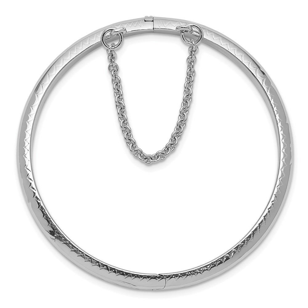 Sterlingsilber Rhodiniert Poliert & Diamantiert 4mm mit Sicherheits Verschluss Klappbar Kinder Armreif