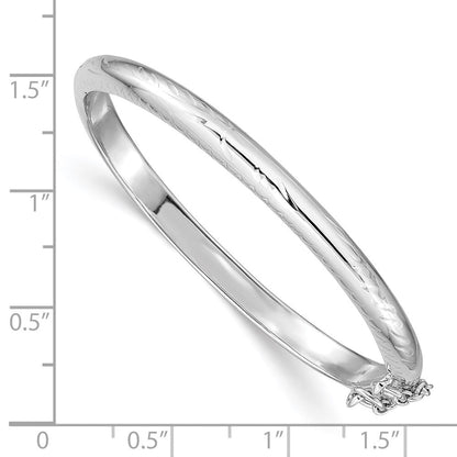 Sterlingsilber Rhodiniert Poliert & Diamantiert 4mm mit Sicherheits Verschluss Klappbar Kinder Armreif