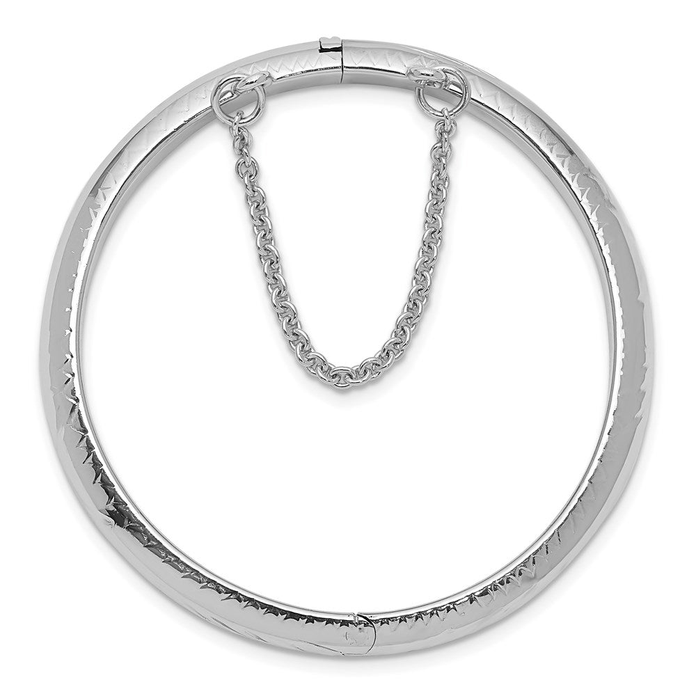Sterlingsilber Rhodiniert Poliert & Diamantiert 5mm mit Sicherheits Verschluss Klappbar Kinder Armreif