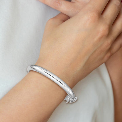 Sterlingsilber Rhodiniert Poliert & Diamantiert 5mm mit Sicherheits Verschluss Klappbar Kinder Armreif
