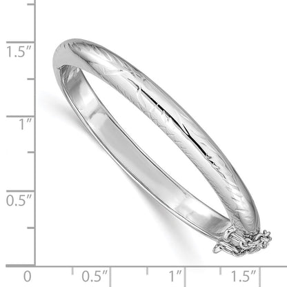 Sterlingsilber Rhodiniert Poliert & Diamantiert 5mm mit Sicherheits Verschluss Klappbar Kinder Armreif