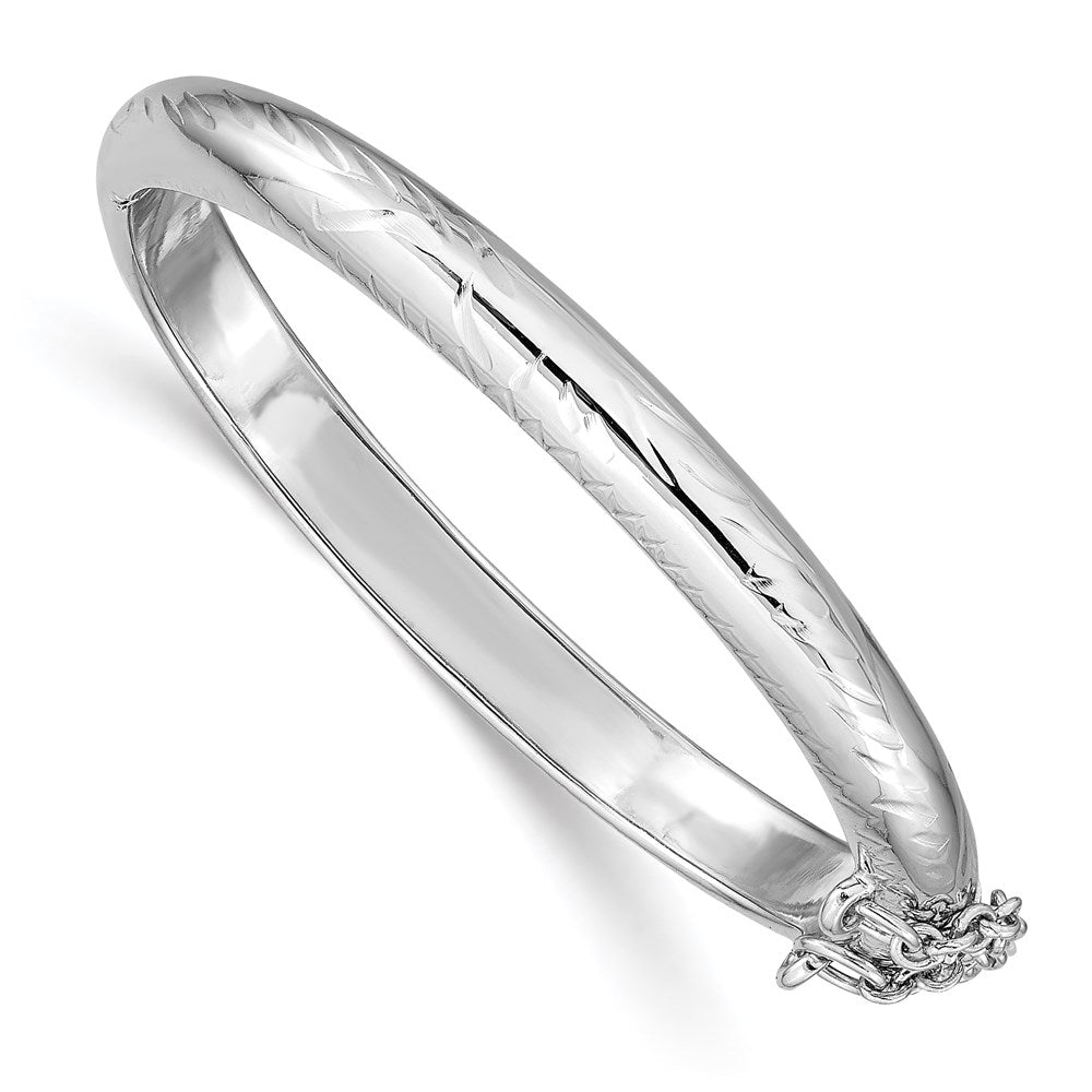 Sterlingsilber Rhodiniert Poliert & Diamantiert 5mm mit Sicherheits Verschluss Klappbar Kinder Armreif