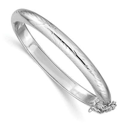 Sterlingsilber Rhodiniert Poliert & Diamantiert 5mm mit Sicherheits Verschluss Klappbar Kinder Armreif