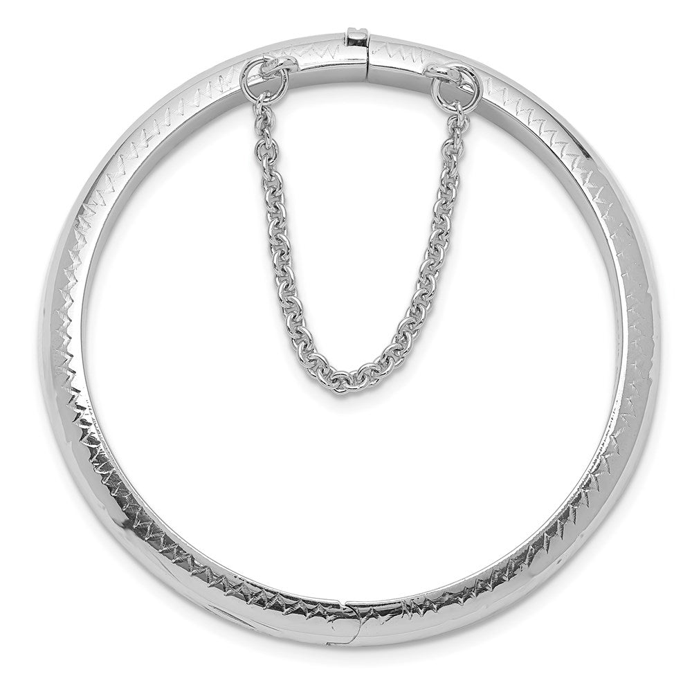 Sterlingsilber Rhodiniert Poliert & Diamantiert 5mm mit Sicherheits Verschluss Klappbar Kinder Armreif