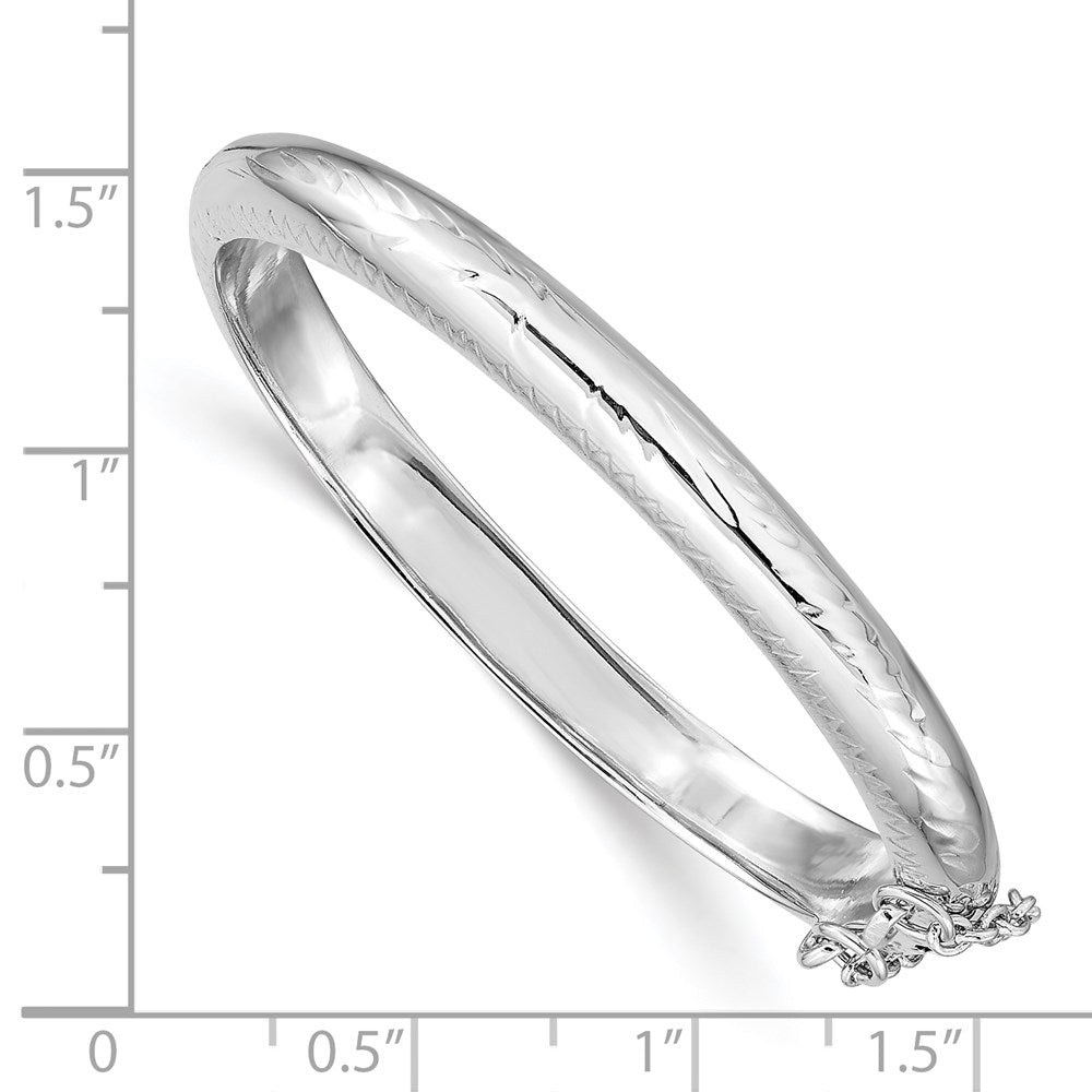 Sterlingsilber Rhodiniert Poliert & Diamantiert 5mm mit Sicherheits Verschluss Klappbar Kinder Armreif